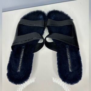 Tamara Mellon Sherpa slide shoes women’s size 37.5 Black / Navy